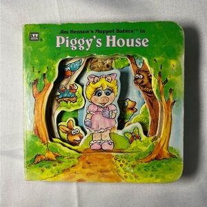 Vintage 1993 Muppet Babies Piggy’s House Jim Hensons Board Book Cut Out Rare